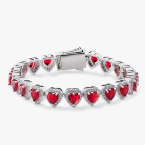 Juicx Red Heart Moissanite Halo Bracelet