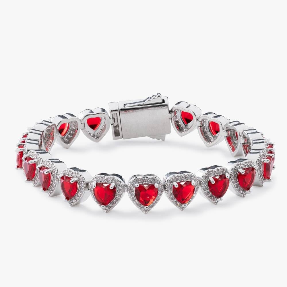 Juicx Red Heart Moissanite Halo Bracelet