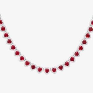 Juicx Red Heart Moissanite Halo Chain