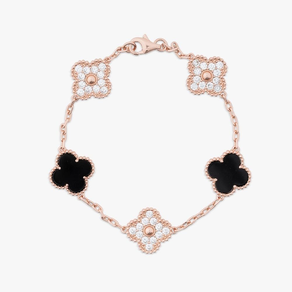 Juicx Rose Gold Agate Four Leaf Bracelet