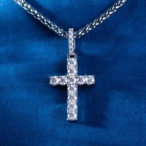 Juicx Moissanite Micro Cross Pendant 14K Gold