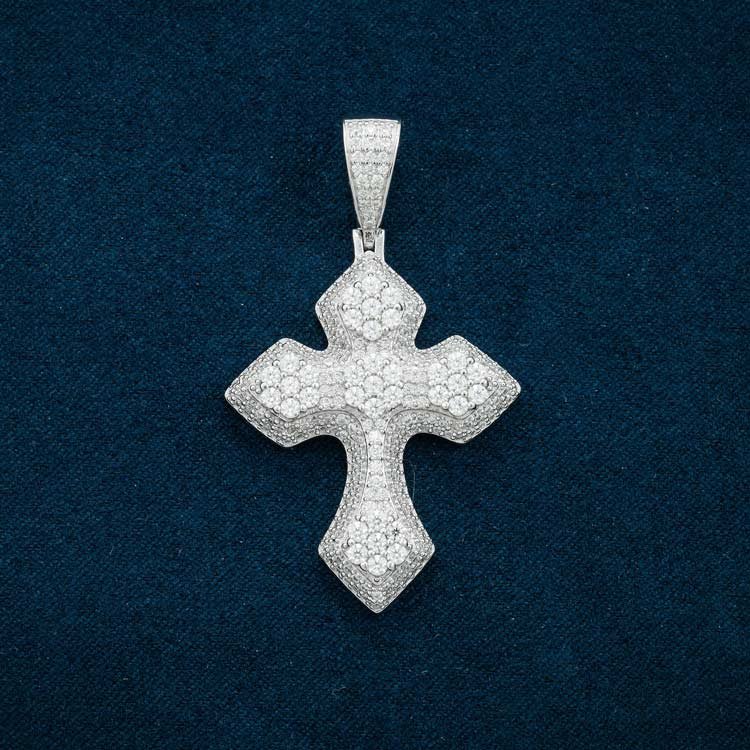 Juicx Moissanite Syriac Cross Pendant 14K Gold