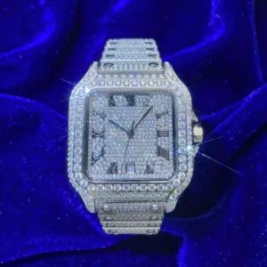 Juicx Men's VVS Moissanite Watch | 42MM | 16CT Bust Down | 14K White Gold