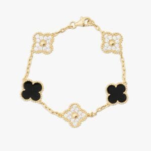 Juicx Yellow Gold Agate Four Leaf Bracelet