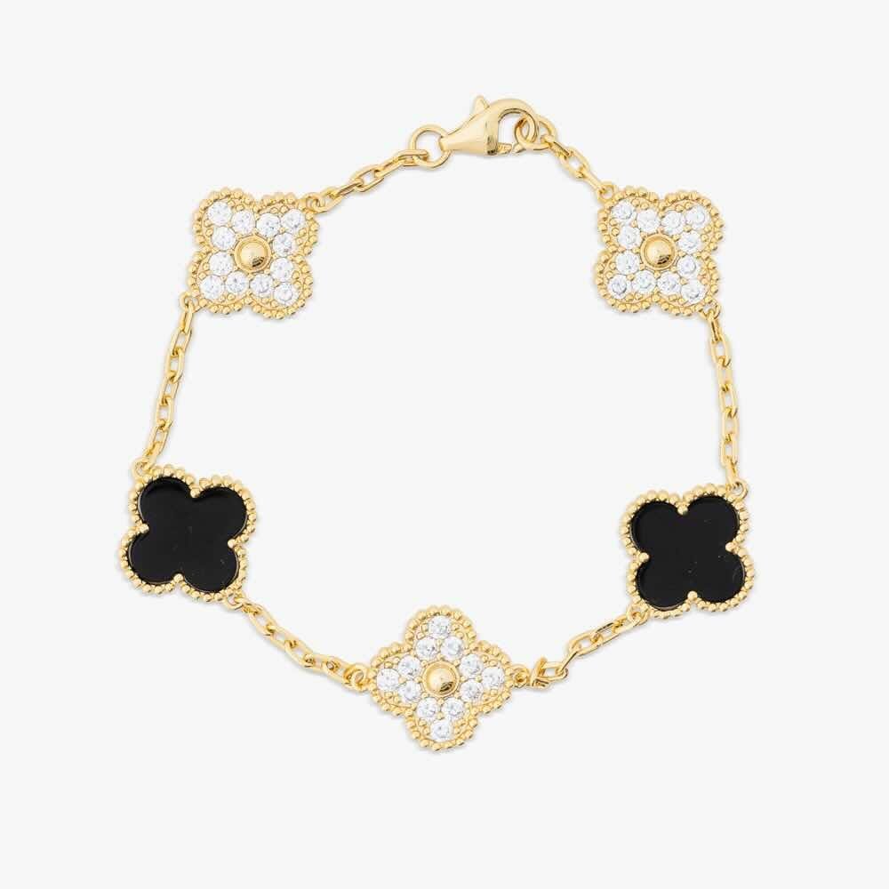 Juicx Yellow Gold Agate Four Leaf Bracelet