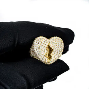 Juicx Moissanite Broken Heart Signet Ring 14K Gold